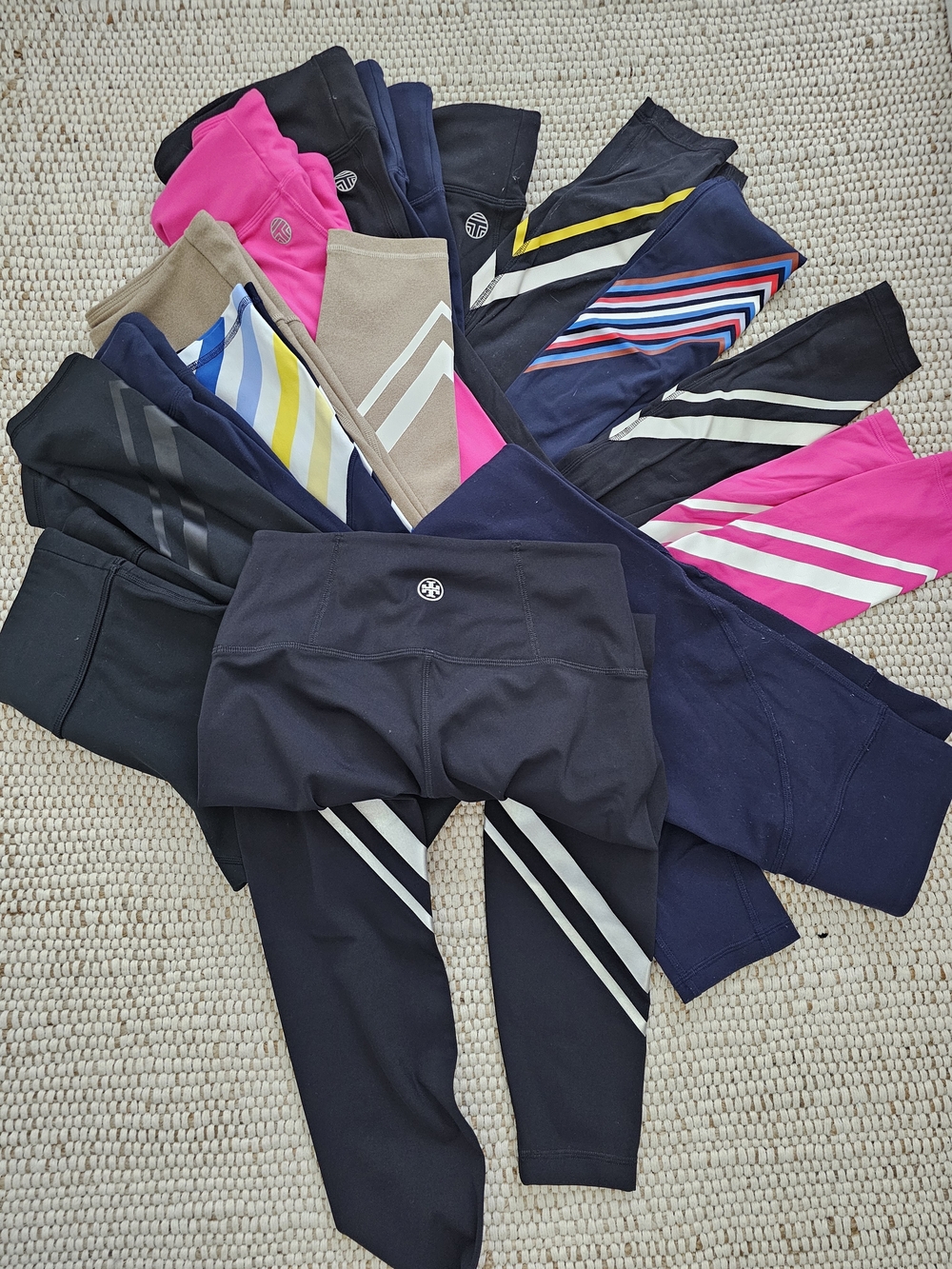 Tory Burch Sport  BUNDLE 9 Pairs  Athletic Leggings Assorted Stripe Details
